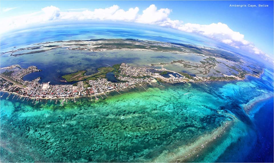 Aerial view of Ambergris Caye, Belize